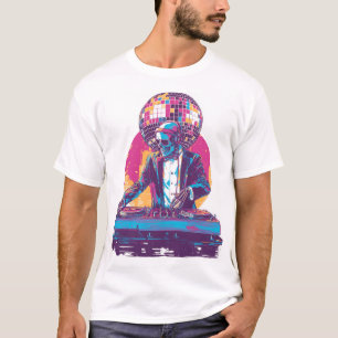 T-shirt Crâne de DJ de mariage � Squelette de fête formel 