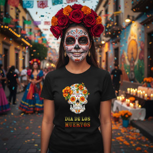 T-shirt Crâne de Fleur Dia de los Muertos