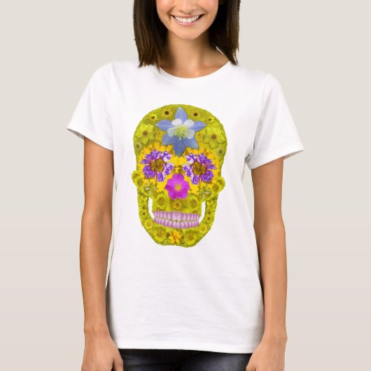 T-shirt Crâne de fleurs 3 (Devant)