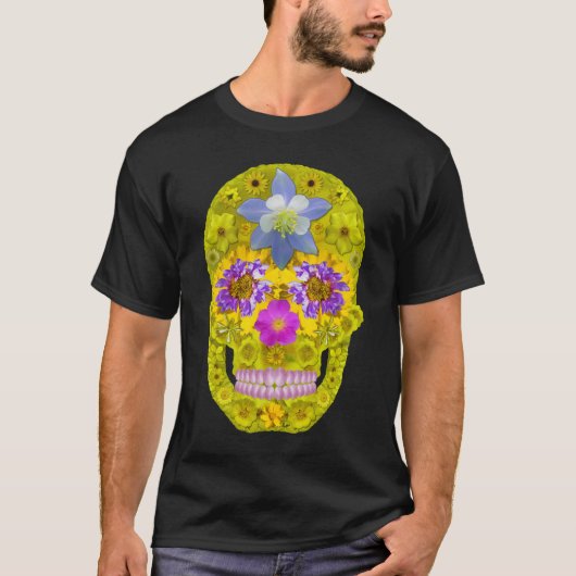 T-shirt Crâne de fleurs 3 (Devant)