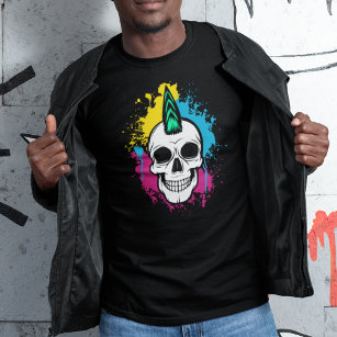 T-shirt Crâne de graffiti urbain avec Mohawk
