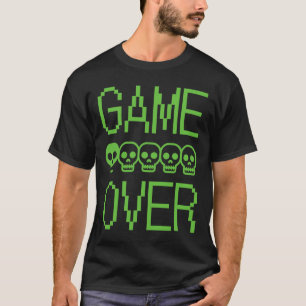 T-shirt Crâne de joueur de pixel game over jeu vidéo rétro