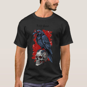 T-shirt Crâne de l'âme perdue et art gothique du corbeau  