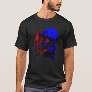 T-shirt Crâne de Métamorphose Bleu Glitch