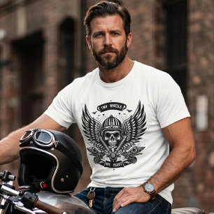 T-shirt Crâne de motard à deux roues, un cœur