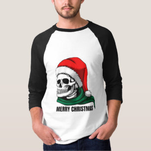 T-shirt Crâne de Noël gothique avec chapeau de Père Noël –