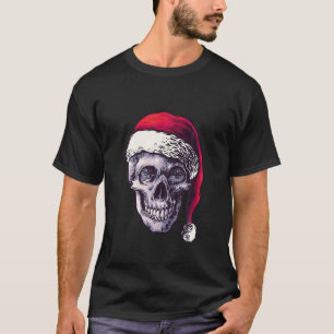 T-shirt Crâne de Noël Squelette À Santa Hat Horreur E