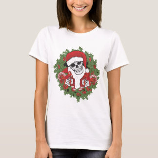 T-shirt Crâne de Père Noël avec la guirlande