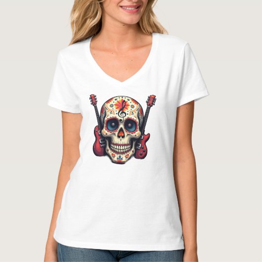 T-shirt Crâne de Rocker (Devant)