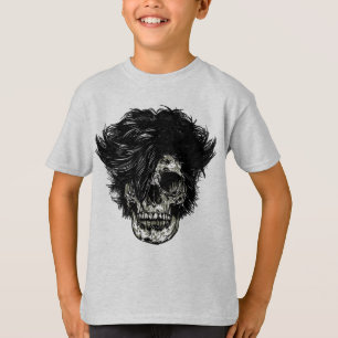 T-shirt Crâne de rockstar avec cheveux sauvages