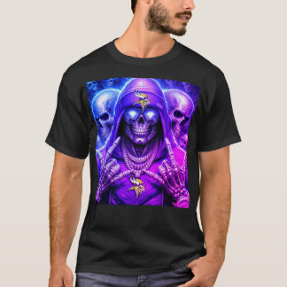 T-shirt Crâne de Rois Urbains avec Couronne Dorée Graphiqu