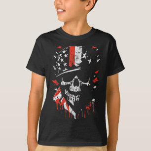 T-shirt Crâne de soldat avec drapeau américain Graphique m