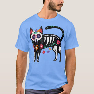 T-shirt Crâne de sucre Chat noir Jour de Mort Cute mexicai