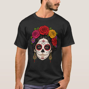 T-shirt Crâne de sucre Dame Ligne Blanche Art Gothique