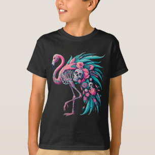 T-shirt Crâne de sucre de femmes mexicain flamant dia de l