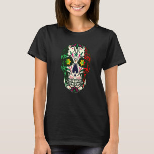 T-shirt Crâne de sucre Drapeau mexicain Jour des morts Mex