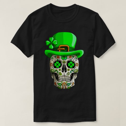 T-shirt Crâne de sucre Funny Saint-Patricks Jour des morts (Design devant)