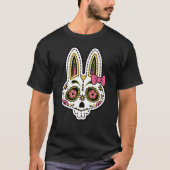 T-shirt Crâne de sucre Halloween Pâques Jour de lapin mort (Devant)