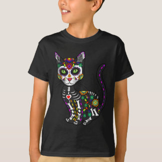 T-shirt Crâne de sucre mignon chat mexicain Halloween jour