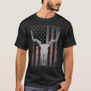 T-shirt Crâne de taureau Drapeau américain Crâne de vache