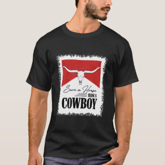 T-shirt Crâne de taureau vintage blanchi Sauve un cheval m