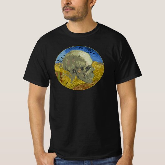 T-shirt Crâne de Van Gogh avec des corbeaux dans un champ  (Devant)
