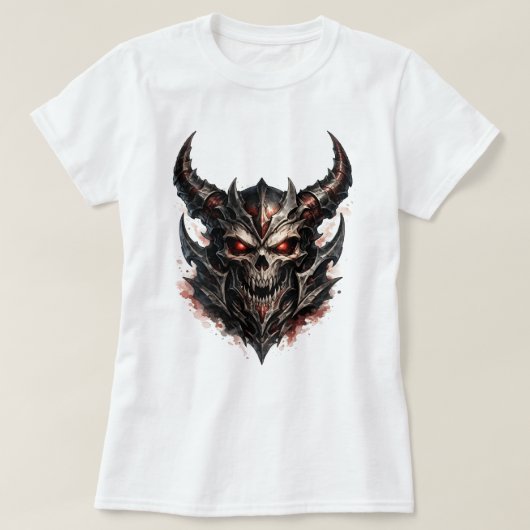T-shirt Crâne démoniaque avec cornes (Design devant)