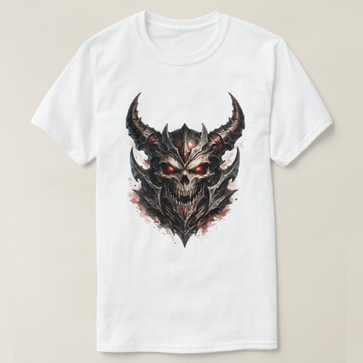 T-shirt Crâne démoniaque avec cornes (Design devant)
