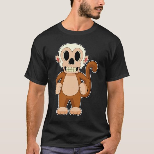 T-shirt Crâne d'Halloween singe (Devant)