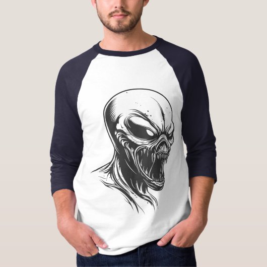 T-Shirt Crâne d'Horreur Alien – Créature de Sci-Fi (Devant)