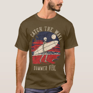 T-shirt crâne drôle, attrape la vague estivale