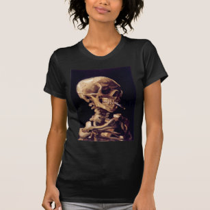 T-shirt Crâne d'un squelette avec la cigarette brûlante