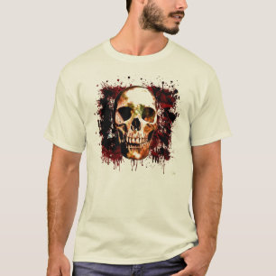 T-shirt Crâne effrayant d'éclaboussure de sang foncé