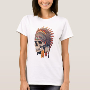 T-shirt Crâne en chef indien   Crâne amérindien