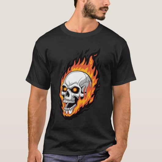 T-shirt crâne en feu (Devant)