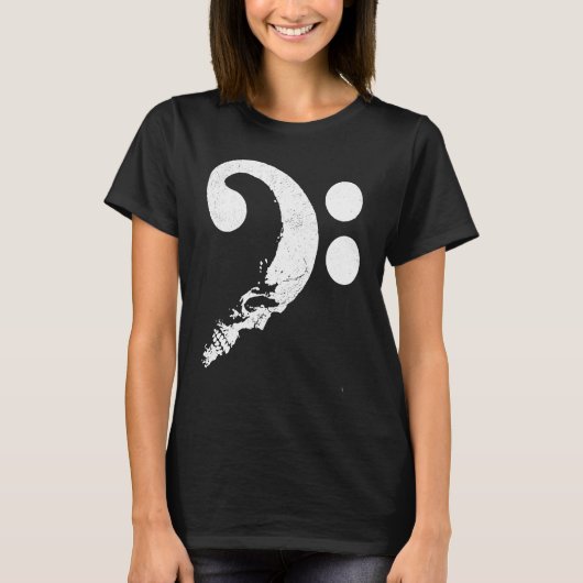 T-shirt Crâne en forme de Bass Clef Baid Guitariste Mu (Devant)