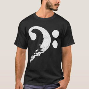 T-shirt Crâne en forme de Bass Clef Baid Guitariste Mu