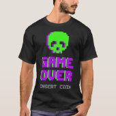 T-shirt Crâne en pixel art Game Over (Devant)