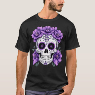 T-shirt Crâne en sucre violet mexicain Da-Delos-Muertos