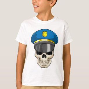 T-shirt Crâne en tant qu'officier de police avec casquette