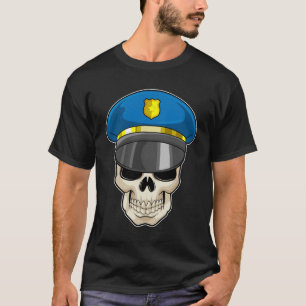 T-shirt Crâne en tant qu'officier de police avec casquette