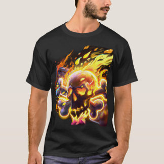 T-shirt Crâne enflammé et os croisés