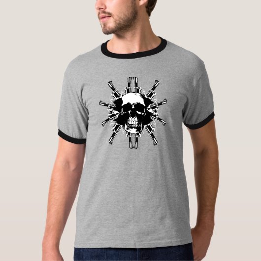 T-shirt Crâne et armes à feu T (Devant)
