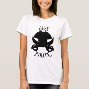 T-shirt Crâne et Épée de la Croix Noire Pirate HIS Blanc