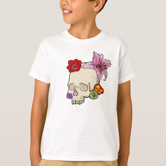 T-shirt Crâne et flore (Devant)