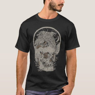 T-shirt Crâne et oiseau motif complexe