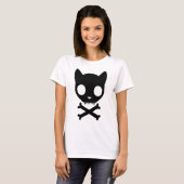 T-shirt Crâne et os croisés de chat noir (Devant entier)