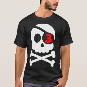 T-shirt Crâne et os croisés Pirate 3e anniversaire garçons