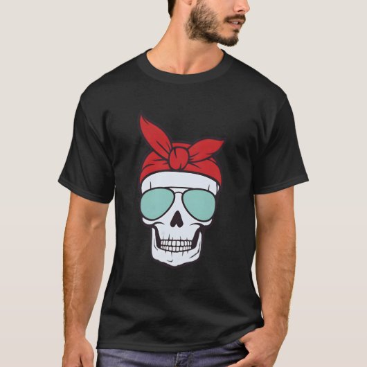 T-shirt Crâne et os croisés Pirate lunettes de soleil (Devant)