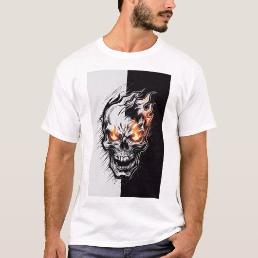 T-shirt Crâne flamboyant - Design gothique (Devant)